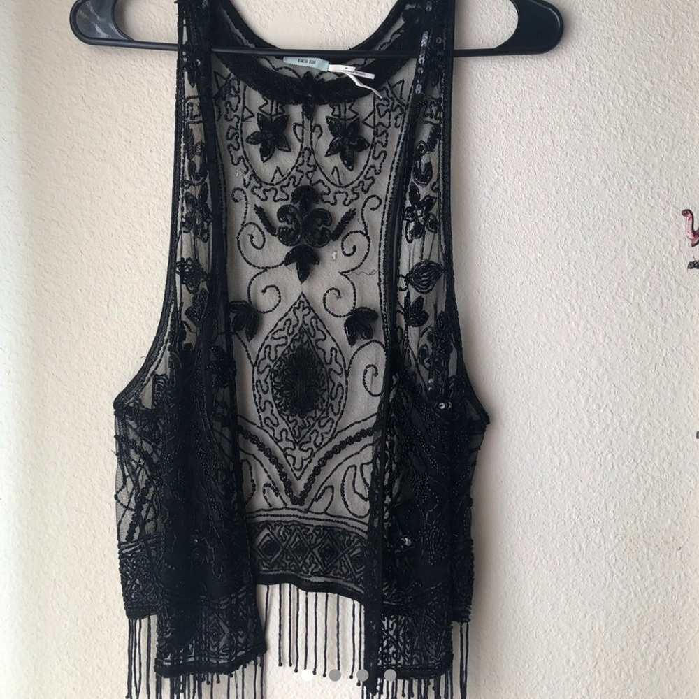 Beaded black vest (kimchi blue)